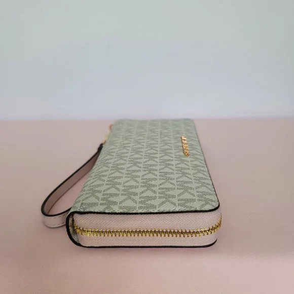 MICHAEL KORS Signature Logo Jet Set Travel Continental Wallet/Wristlet-P. Blush⭐